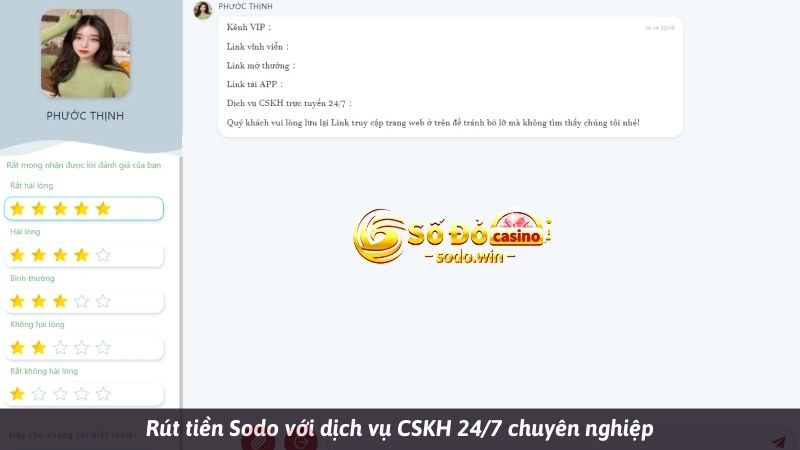 Rút tiền Sodo với dịch vụ CSKH 24/7 chuyên nghiệp